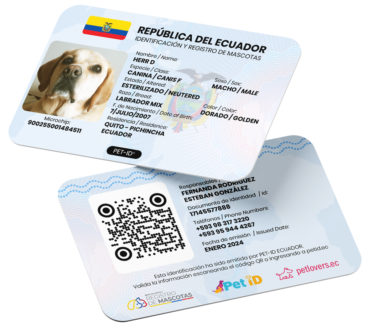 cédula para mascotas en Ecuador por Pet-ID